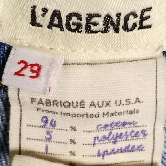 L'AGENCE Women's Cropped Mid-Rise Prism Blue Raw Hem Medium Wash Jeans Size 29 - Picture 7 of 7